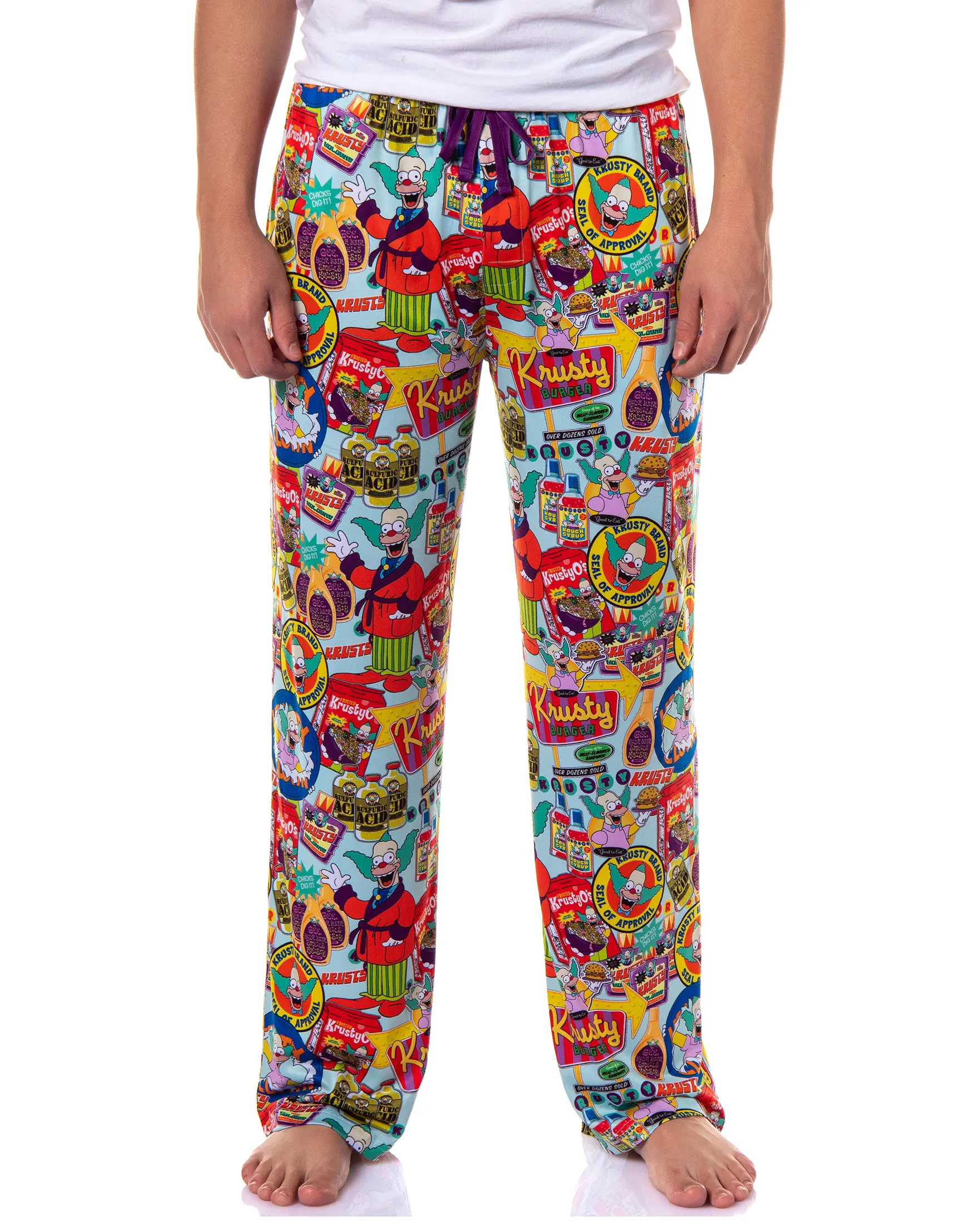 Men's Clown Graphic Pajama Pants, Soft Polyester Spandex Lounge & Sleepwear with Pockets & Adjustable Drawstring, Nightwear