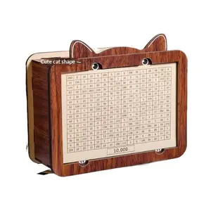 Cute Wooden Cat Digital Piggy Bank No Withdrawal Retro Premium Creative Boy Girl Savings Toy for Mom Safe Money Box 2024 New Arrival