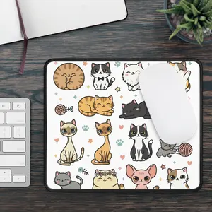 Cute Cats Gaming Mouse Pad — Cartoon Kitty Pattern for Gamers & Cat Lovers