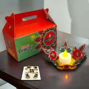 Exquisite Diwali Gift Hamper | Acrylic Rangoli & Lakshmi Feet Set | Elegant Festival Offering | Ideal for Family & Friends