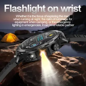 Outdoor sports smartwatch, fitness tracker, IP68 waterproof, LED lighting, health/sleep monitor, 1.46-inch high-definition screen, sturdy tactical smartwatch suitable for iPhone and Android, the best choice for holiday gifts Wearable Smartphone