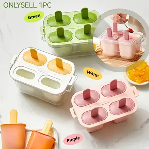 Ice Pop Mold, 1 Count 4 Grids Ice Pop Maker, Ice Cream Mold, Popsicle Mold, Ice Cream Making Tool, Kitchen Utensils & Gadgets