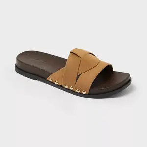 Women's Ramsey Wood Footbed Sandals - Universal Thread Cognac 11