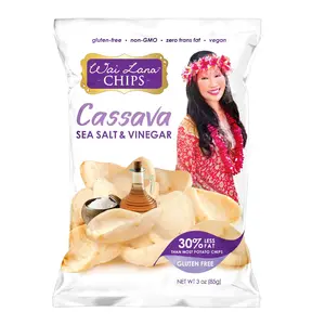 Cassava Chips Sea Salt and Vinegar (6 3 Ounce Individual Bags)  Gluten Free, NonGMO, Vegan, Zero Trans Fats – Wai Lana
