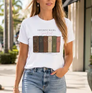 Vintage Books Graphic Tee — “Different Books. Same Story.” Literary T‑Shirt for Readers