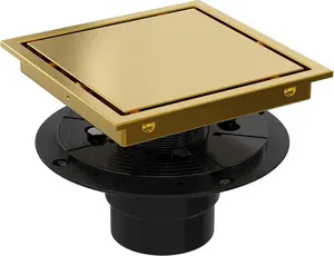 Square Shower Drain 6 Inch with Flange, Brushed  Reversible 2 in 1 Tile Insert Grate Removable, 304 Stainless Steel Shower Floor Drain Kit, Hair Catcher