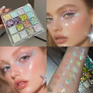 Sparkling Diamond Eyeshadow Palette! Glitter Shimmer Eyeshadow, 16 Color Dreamy Glitter, Full-Screen Vibrant Makeup, Stage & Club Essential, Holiday Gift Choice #GlitterEyeshadowPalette #RaveMakeup #StageMakeup
