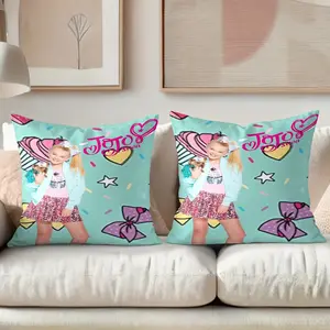 2PC,JoJo Siwa design  inspired pillow cover, 18 inches * 18 inches, double-sided printing, Christmas decoration, sofa waist pillowcase, pillowcase does not contain pillow core. suitable for gift giving