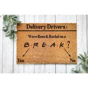 Doormat Doormat Were Ross & Rachel On A Break? Friends Welcome Mat Funny Doormat Cute Doormat Front Porch Funny Mat Housewarming Gift