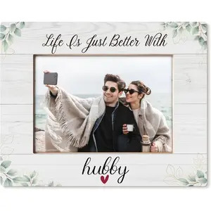 Hubby Picture Frame 5x7, Romantic Anniversary Wedding Gifts from Wife to Husband, Birthday Gift for Husband Picture Photo Frames for Tabletop Desk Decor