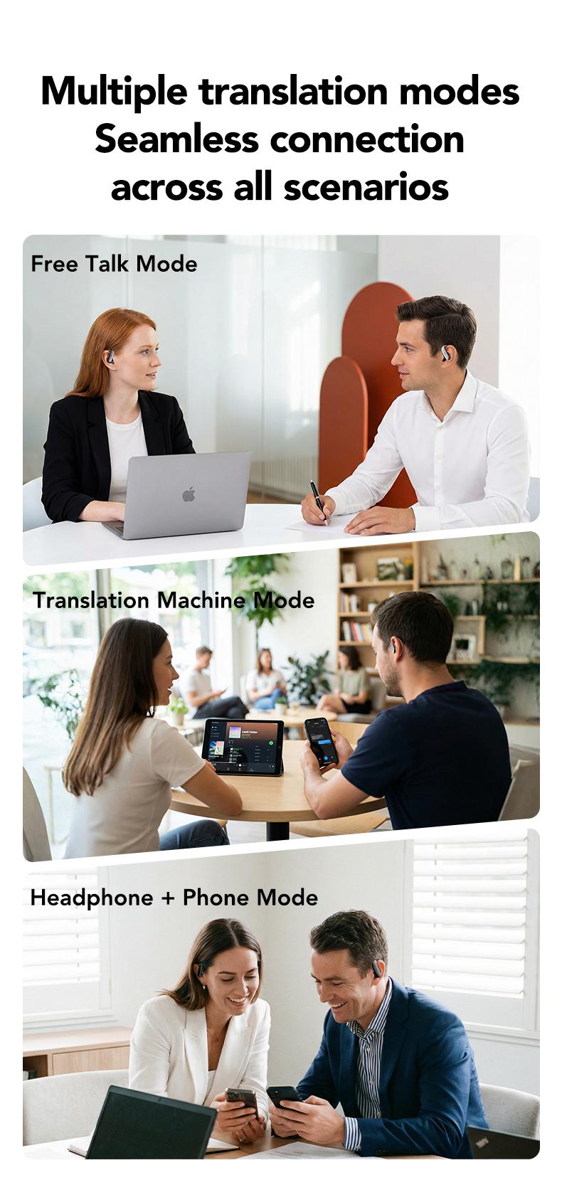 MINISO MS218 Open Ear Bluetooth Headphones, Translator Earbuds with 134 Languages, Active Noise Cancelling, 3D Spatial Audio, Comfortable Titanium Alloy Earhooks for Work, Travel, Sports