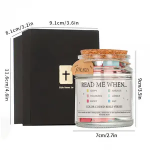 2026 Inspirational Bible Verses Glass Jar with 90 Scripture Prayer and Hope Verses for Emotional Support and Religious Decor