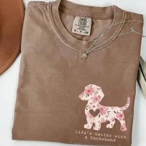 Comfort Colors Dachshund Shirt, Floral Doxie Mom Shirt, Cute Doxie T-Shirt, Doxie Mama Shirt, Dog Mama Gift For Dog Owner