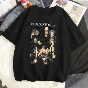 Japanese Anime T-shirt Cartoon Print Unisex Tops Black Stones Streetwear Sweatshirt Men Women Tees Female Streetwear