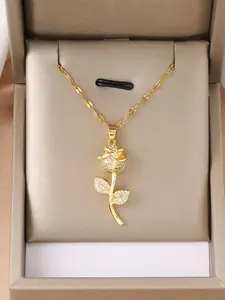 Rose Design Pendant Necklace for Women, Elegant Necklace, Fashion Jewelry for Party, Daily Clothing Decor, Trendy All-match & Exquisite Jewelry for Birthday Gift, Modern Versatile Accessories