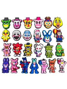 25pcs Dark Ghost Bear Shoe Set, Decor, Cartoon Series Scary Adventure Escape Game, Night Bear Design, Comfortable and Fashionable, Ideal Gift