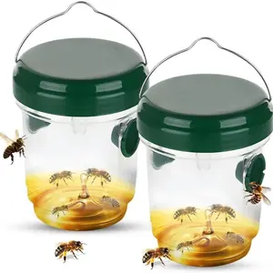 Outdoor Wasp Trap, Prevents Wasps, Hangable Catching Trap, Targets Wasps, Hornets, Mosquitoes, Gnats, Fruit Flies, 2-Pack