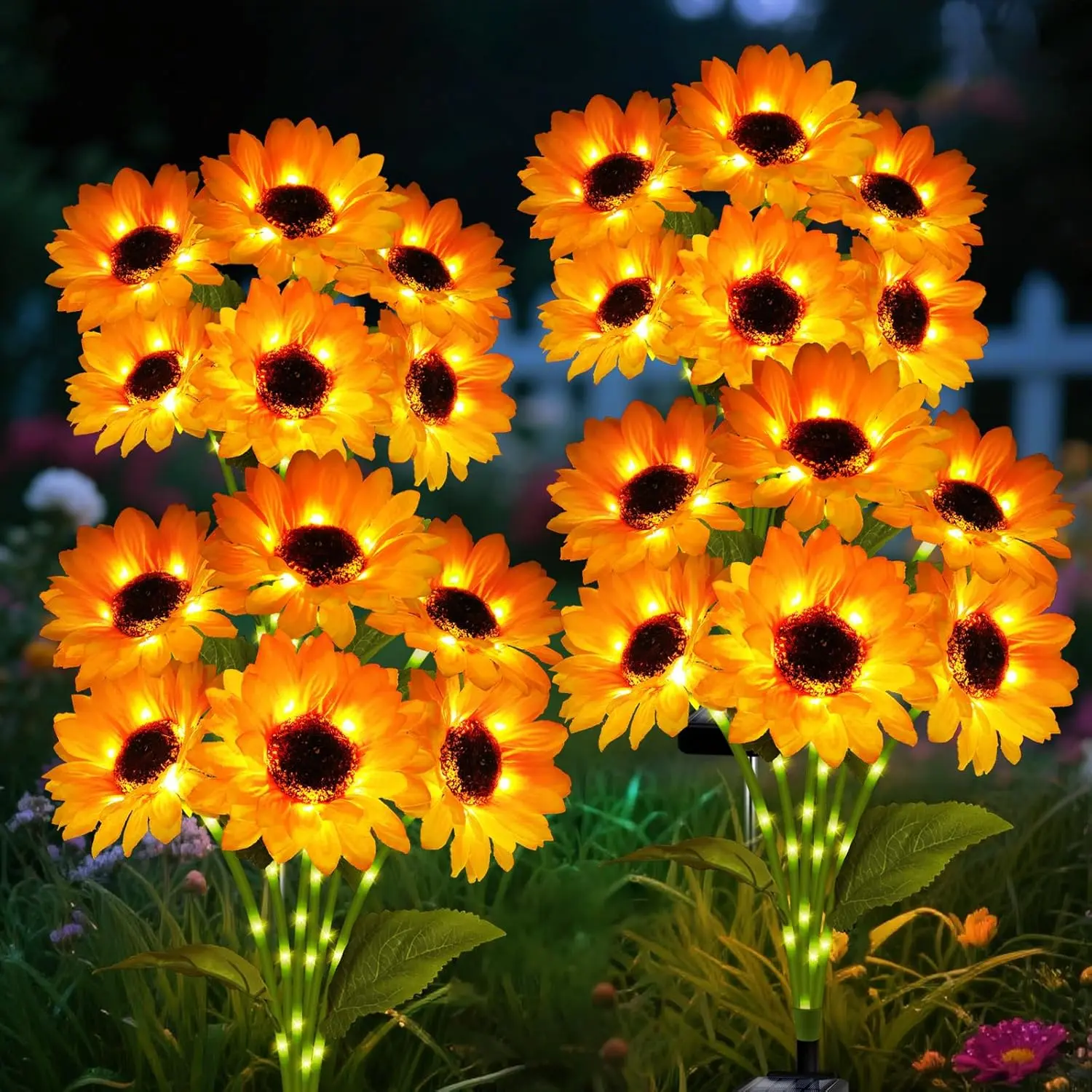 Waterproof Solar Sunflower Garden Lights - 2-Pack/4-Pack Decorative Solar Lanterns for Yd, Patio - Garden Decorative Lighting Gifts for Mom, Outdoor Backyard Decor, Solar Lanterns Decoration