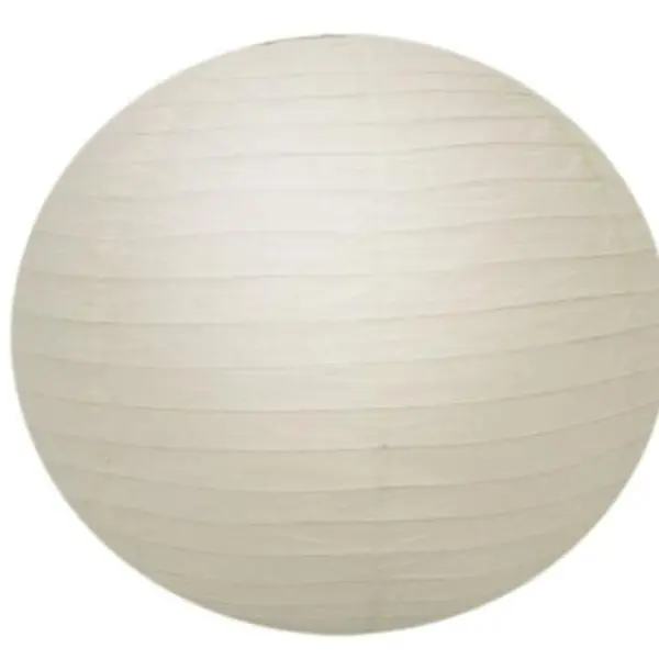 Thy Home 16in Round Chinese Paper Lantern - Durable Light Metal Frame, Decorations Supplies with Attached Hook, White Plain Underlight Glow Centerpieces for Birthday Party, Wedding, Home Lighting