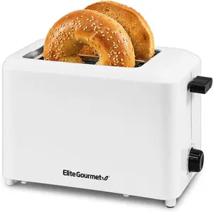 Elite Gourmet ECT-1027 Cool Touch Toaster, 7 Toast Settings Cancel Functions, Slide Out Crumb Tray, Extra Wide 1.5" Slots for Bagels Waffles Specialty Breads, Puff Pastry, Snacks, White