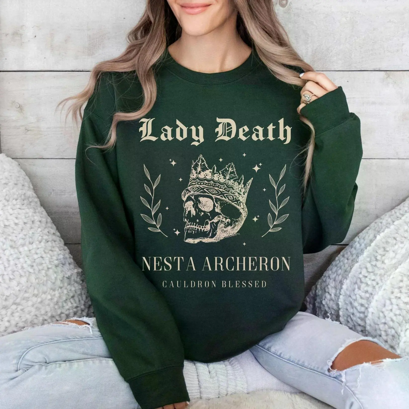 Lady Death Cauldron Blessed Sweatshirt Hoodie, Witchy Christmas Gift, Witch Lady Girl Shirt, Witch Movie Shirt, Gift For Women