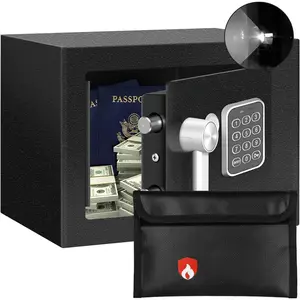 Safe Box for  Safe (0.23 Cubic ) with Fireproof Bag, Personal  Safe for  Saving, Mini Safe Box with Key, Digital Safety Box with Light,  Lock Box