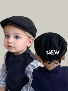 Baby Beret Hat for Boys & Girls, Adjustable Sun Protection Cap, Stylish Letter Design, Perfect for Outdoor Activities, Ages 1-3, Bonnet, Sun Bonnets