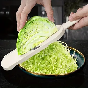 1pc White V-shaped Cabbage Cutting Shredder, Stainless Steel Vegetable Slicer with Non-slip Base, Labor-saving Kitchen Tool for Fine Shreds & Salad Making