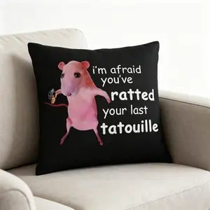 1 PC, 18x18 inches Funny Rat Meme Pillow Cover | Soft Short Plush Double-Side Printed Cushion for Home Car Office Party. (without pillow core)