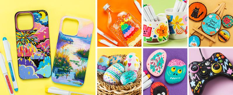 Ohuhu Acrylic Paint Markers Direct Liquid: 24 Colors - Flexible Brush Tip Acrylic Markers High Opacity Paint Pens - Direct Liquid - Waterproof Lightfast for Rock Easter Eggs Wood - Nahuku Series of Ohuhuart