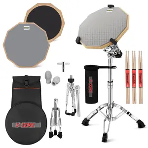 5Core Drum Practice Pad Set 12" Snare Drumming Stand Double Sided Silent Drummer Kit