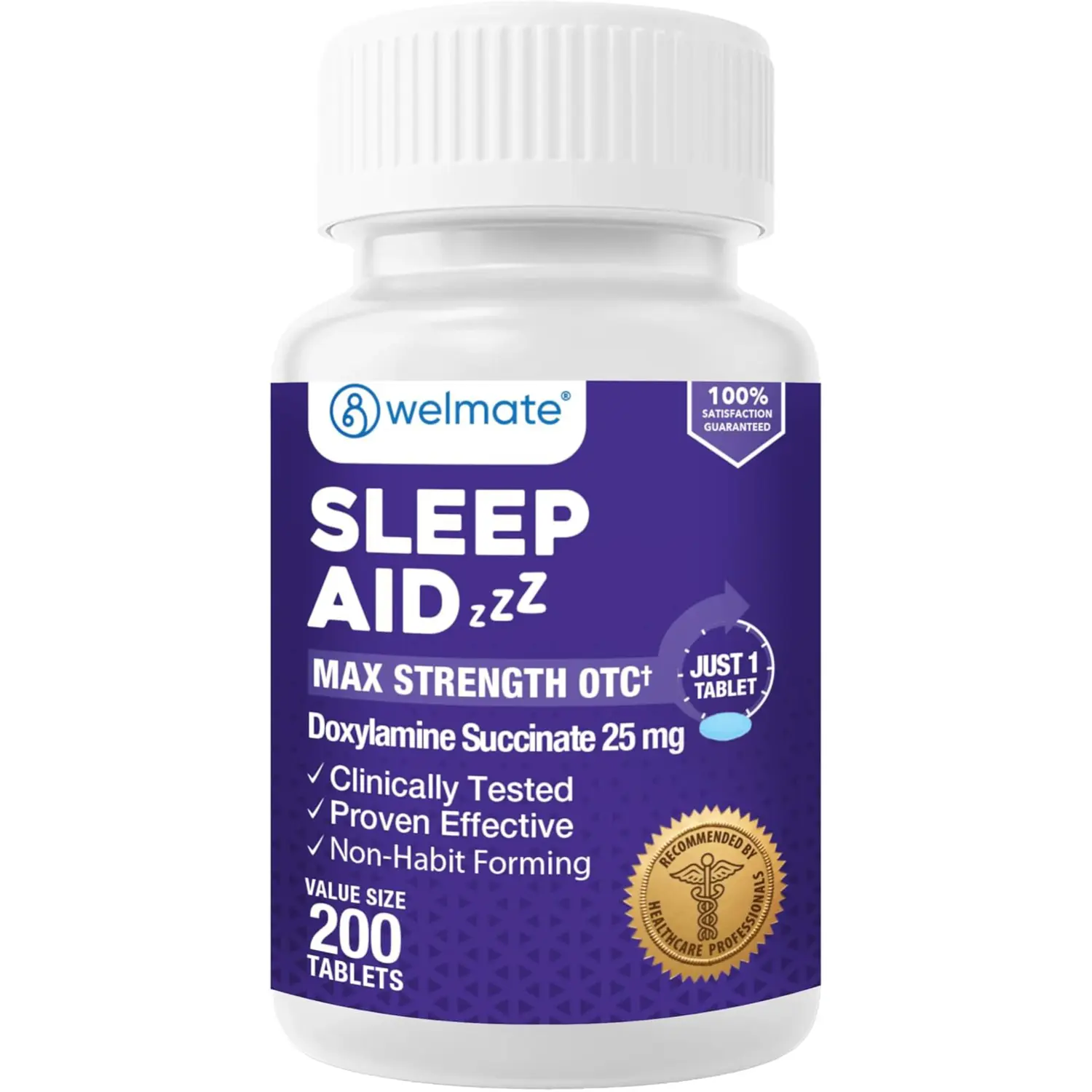 Sleeping Pills for Adults Doxylamine Succinate 25mg Nighttime Sleep Aid Non Habit Forming 200 Tablets
