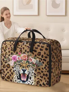 Tiger Pattern Storage Box, Durable Storage Organizer, Space-Saving Large Handheld Organizer, Ideal for Moving, Travel, Camping, Dormitory, Bedroom, Blankets