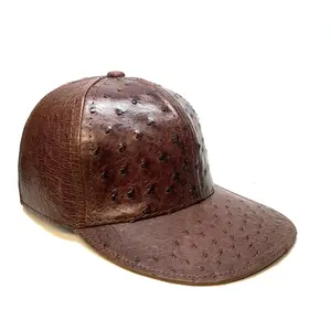 Kashani Ostrich Quill Chocolate Brown Strap-back Hat
