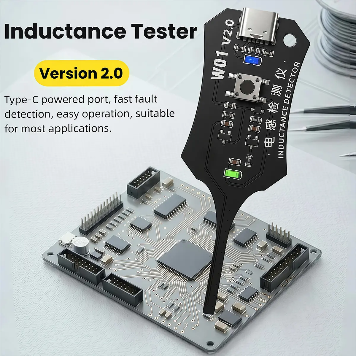 Type-C Inductance Tester for Motherboard Coil Fault Detection, Electromagnetic Inductor Detector for Phone Circuit Board Repair
