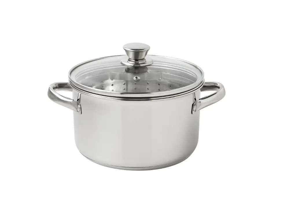 Mainstays Stainless Steel 4-Quart Steamer Pot with Glass Lid, Induction Compatible, Dishwasher Safe, Veggies, Fish