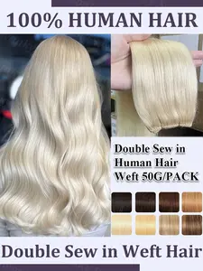Invisible Double Sew in Weft Hair Bundles Sewing In Hair Weaves Natural Straight Black Brown Blonde Hair Extensions 12inch-24inch 50g/pack For Women