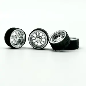 JEGS 12mm Chrome Staggered Resin Wheels for 1:64 Scale Model Cars High-Quality Precision Fit