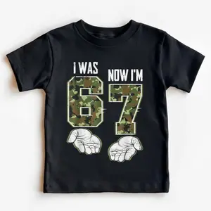 Gildan 5000B Youth T-Shirt I Was 6 Now I'm 7 Birthday 67 Meme Six Seven Fun Unisex Classic Cotton Tee
