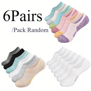Random 6 Pairs/set Women's Thin Low Cut Shallow Mouth Socks, Comfortable and Breathable, Outdoor Casual Socks Womenswear Bridal