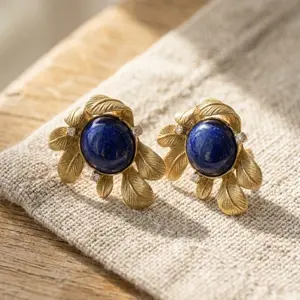 Vintage Dark Blue Natural Stone Earrings