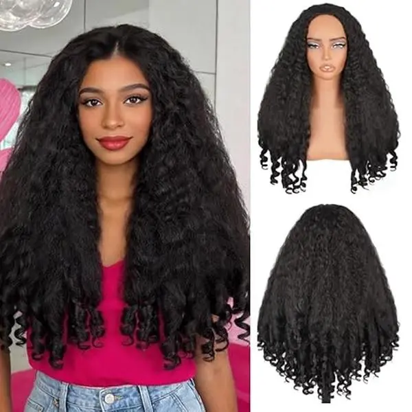 22 Inch Burmese Spiral Curly Synthetic Half Wig | Glueless Wear & Go Protective Hair Specially designed for black women, tight bouncy Burmese spiral curls, affordable synthetic half wig perfect for daily protective styles!
