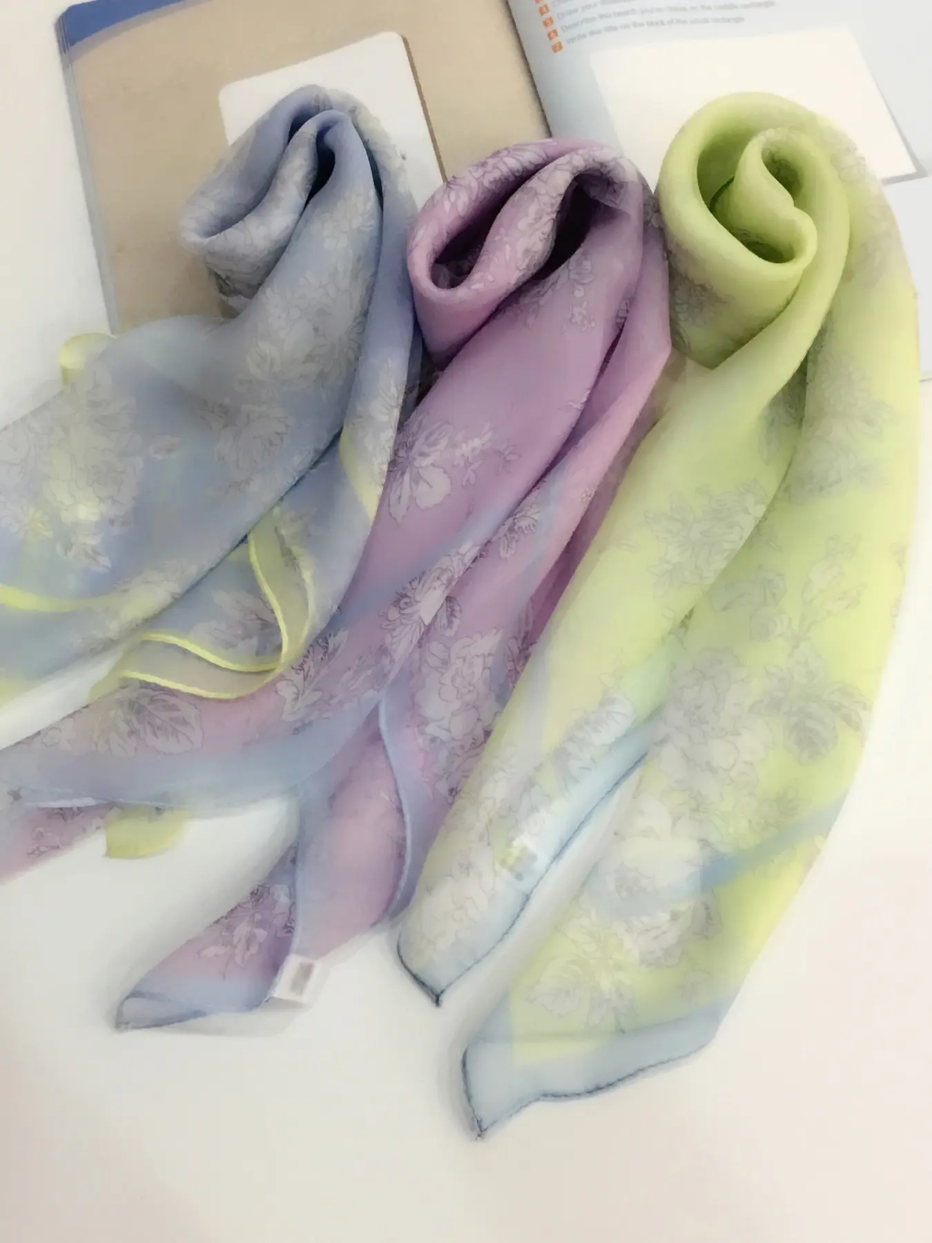 Chinese Vintage Gradient Floral Silk Scarf for Women, 100% Mulberry Silk Shawl, Breathable and Windproof, Perfect for Daily Wear and Gifts