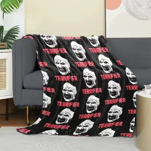 Terrifier Super Soft Throw Blanket, Horro Clown Breathable & Lightweight Flannel Blanket for Living Room, Naps, Dorm, All Season