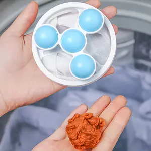 Reusable Washing Machine Filter System, Floating Ball & Mesh Bag, Laundry Balls, Removes Cotton Fluff, Pet Dander, Compatible with Front Load Top Load Washers