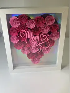 Mom Heart Shaped Paper Roses Frame - Perfect Gift for Mother's Day - Decorative Wall Art for Home Decor