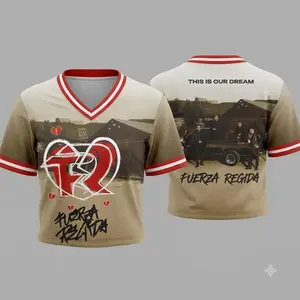 Fuerza Regida This Is Our Dream Stadium Tour 2026 Crop Top Jersey, Women's Button Up Baseball Jersey, Concert Fan Apparel, Fuerza Regida Merch, Gift for Music Fans