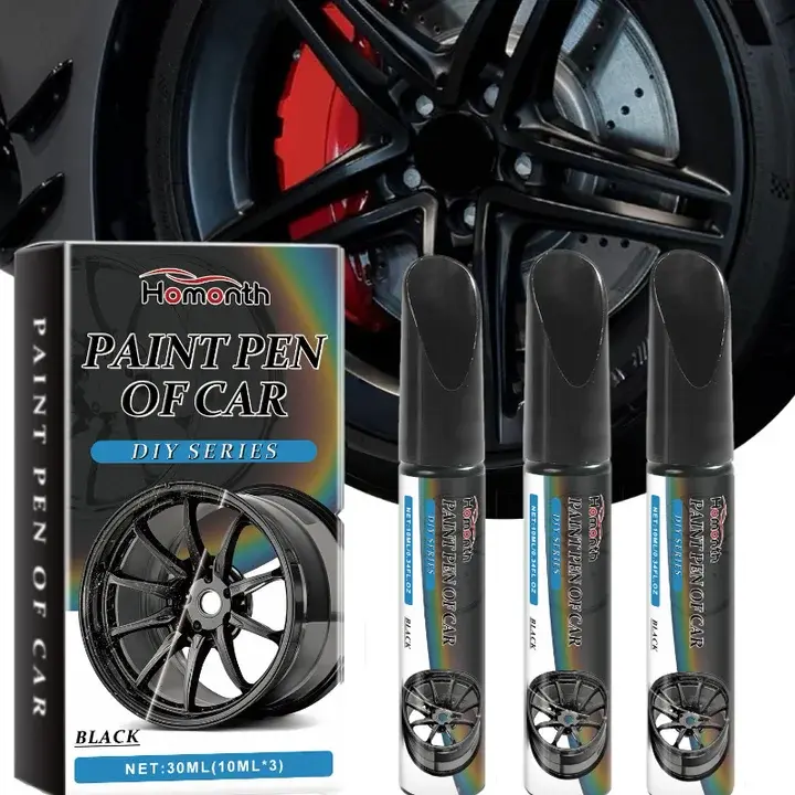 3 Pcs/set Professional Wheel Scratch Repair Pens – DIY Rim Curb Rash Repair for Alloy Wheels, Fix Scratches, Scuffs & Chips, Universal Car Wheel Touch-Up Paint Pen for Quick Rim Restoration, Deep Scratch & Dirt Remover, Black