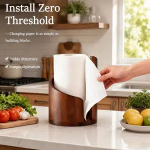 Circular Base Paper Towel Holder, Solid Wood Stable Storage Organizer, Home Decor for Kitchen & Dining, Fall & Winter Use, Festive Decoration