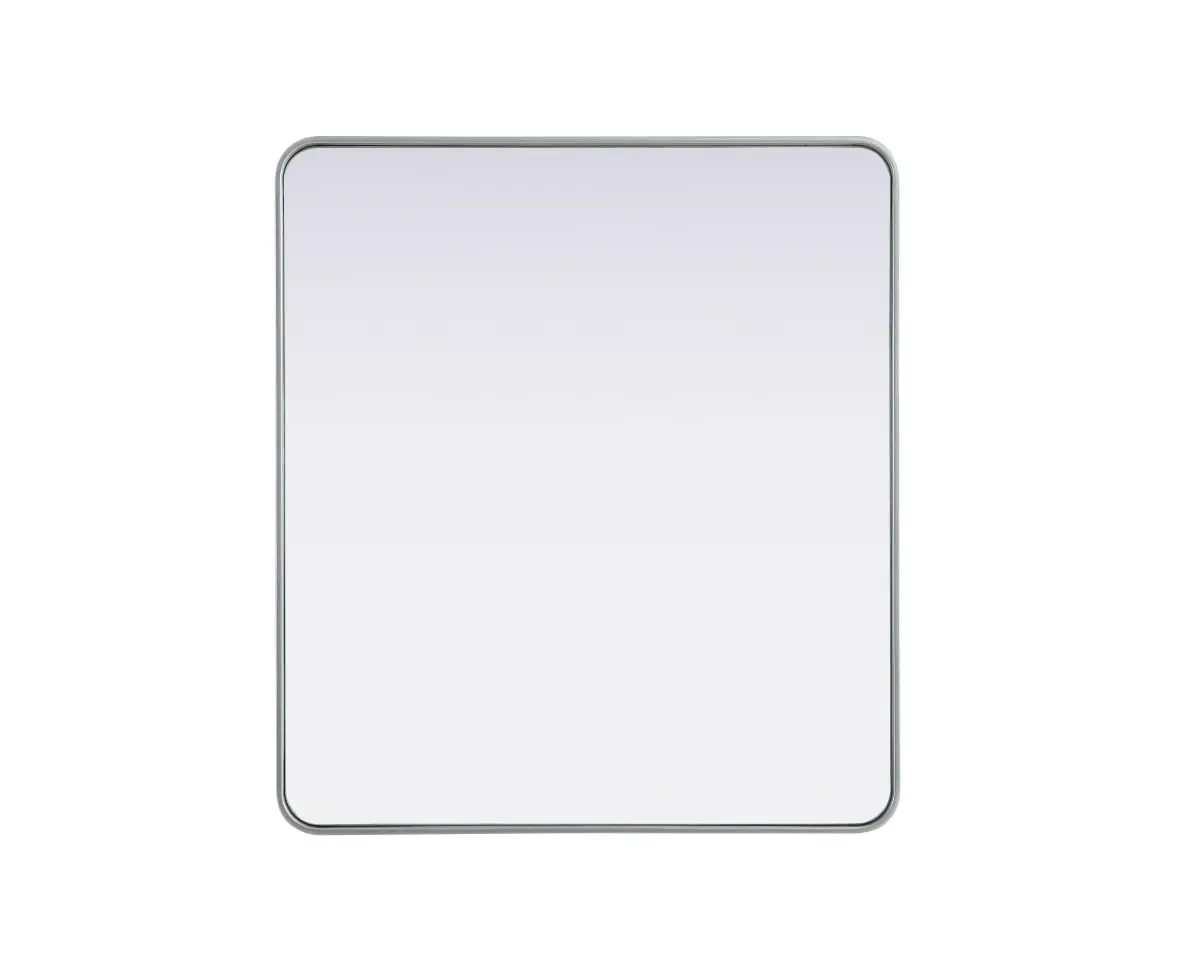 36x40 in Horizontal Single Unit Silver Modern Contour Rectangle Mirror - 360 Stand, Smooth Rounded Edges, Elegant Metal Frame, Decorative Durable Contemporary Home Accent for Everyday Needs, MR8A3640SIL